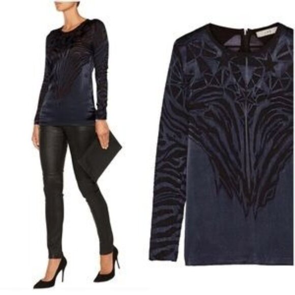 Revolve IRO Catrine Navy Silk Long Sleeve Blouse - Picture 1 of 9